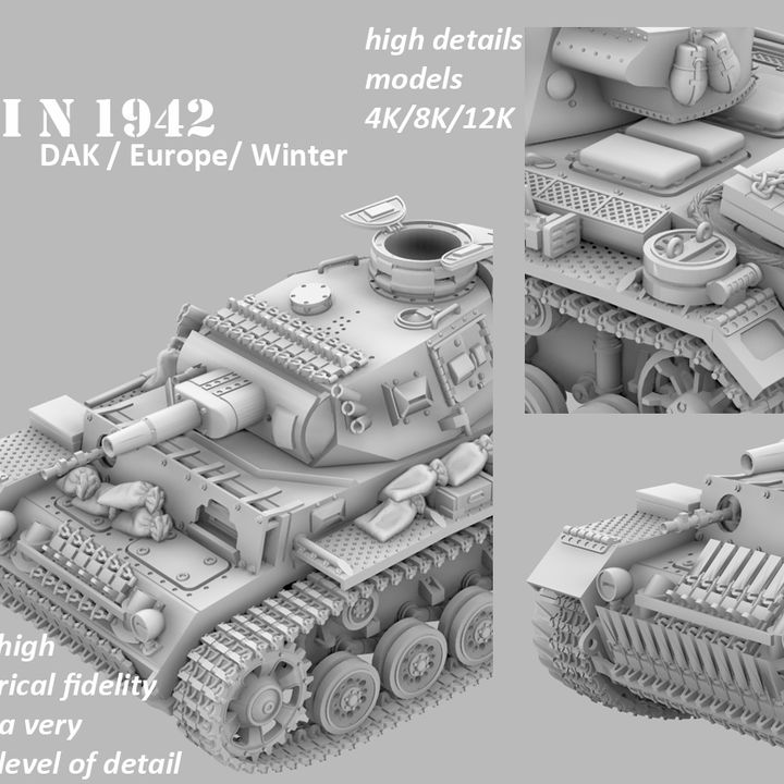 版画 Doppo 3D Printable Panzer III N early prod 1942, DAK/Europe/Winter